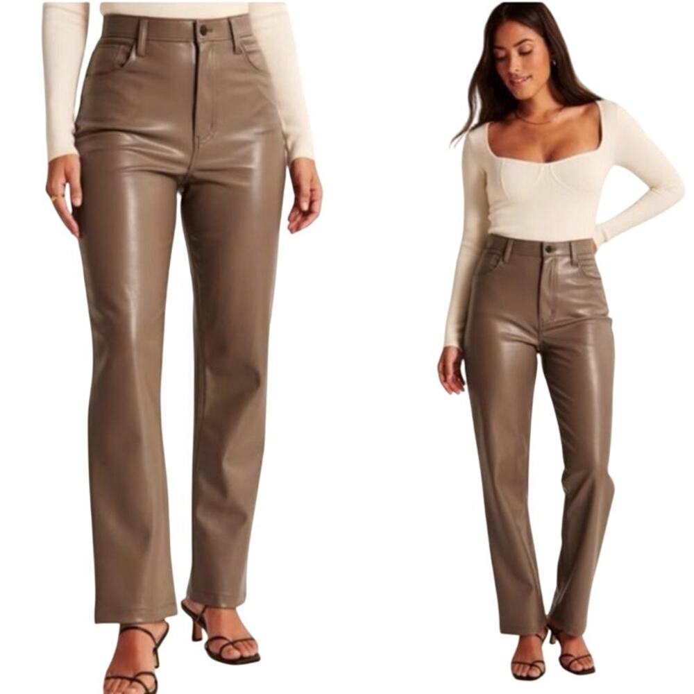 Abercrombie & Fitch The 90s Relaxed Pants High Rise Curve Love Vegan Leather 17